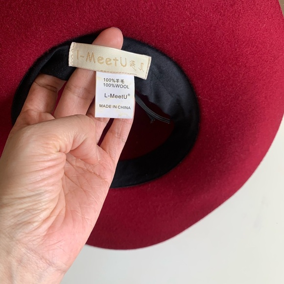 Burgundy 100% Wool Fedora 59 cm - Picture 6 of 6